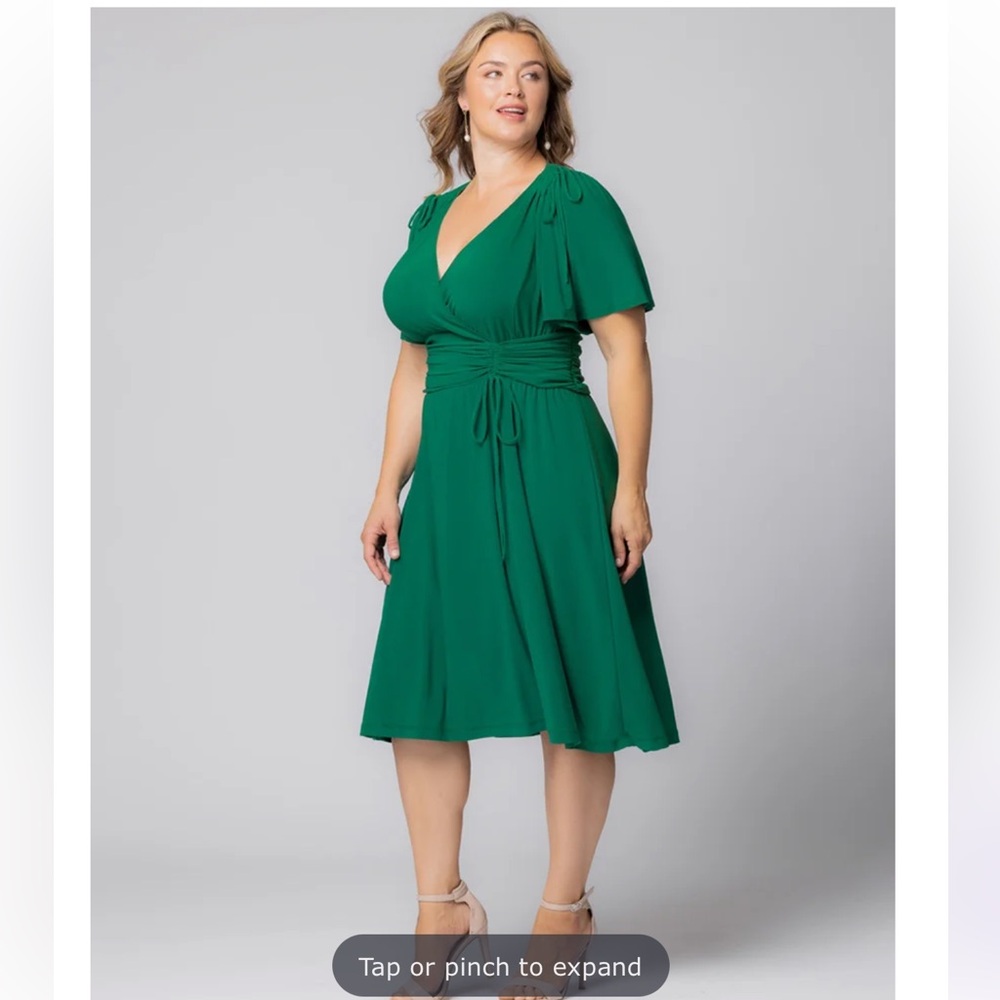 Kiyonna Jemma Ruched Tie Dress Size 4X Clover Green